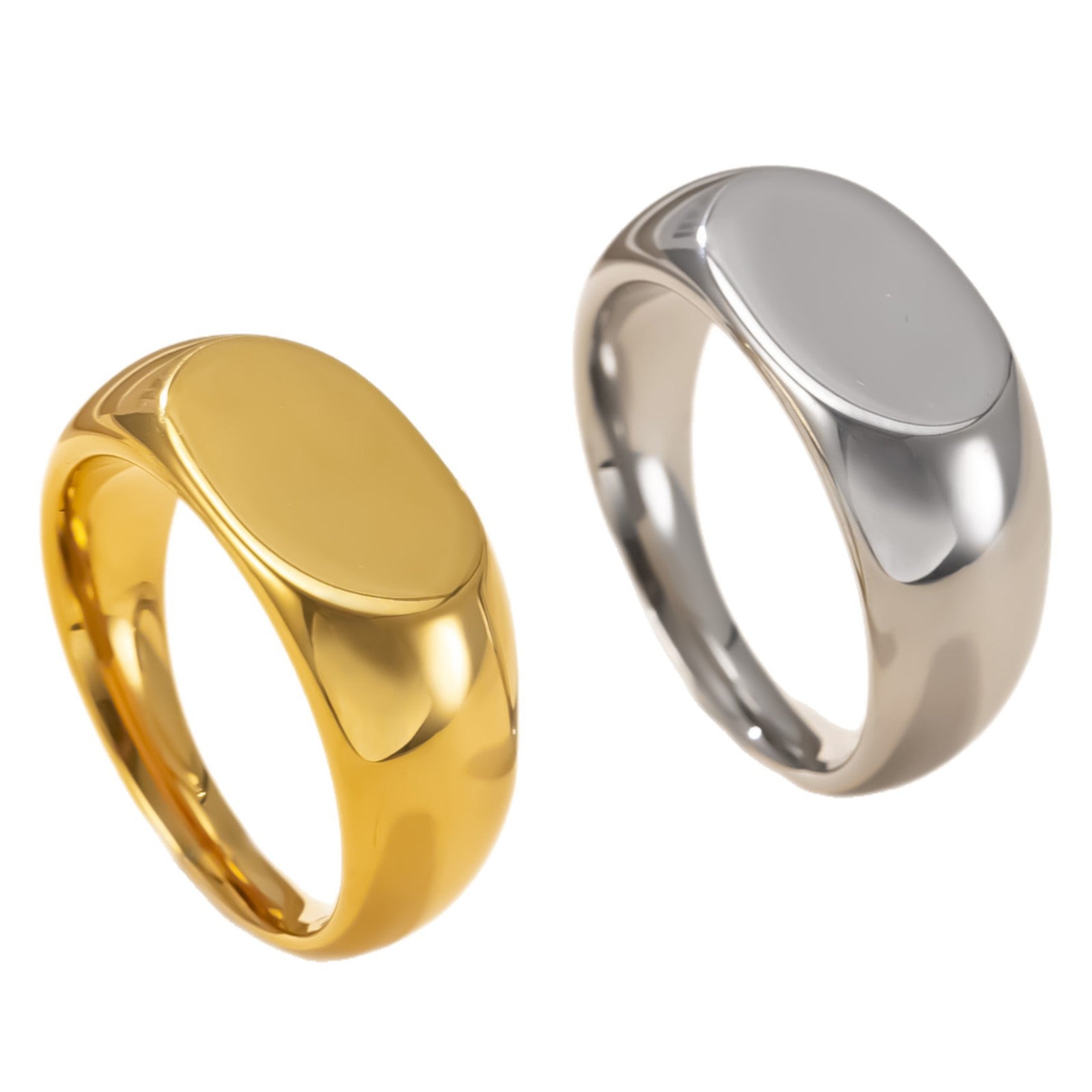 Wholesale Titanium steel ring cast oval polished couple ring